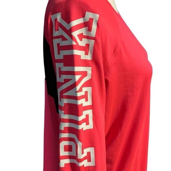 PINK Victoria’s Secret Back Mesh Long Sleeve Sport T-Shirt Pink Size Small - Picture 2 of 7